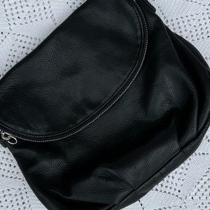 Margot Black Leather Zipper Flap Over Small Casual Crossbody Hobo Purse Classic